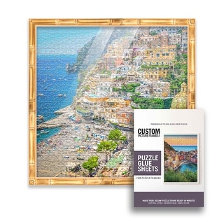 19x19 Puzzle Frame Kit with Glue Sheets Gold Bamboo Picture Frame Real