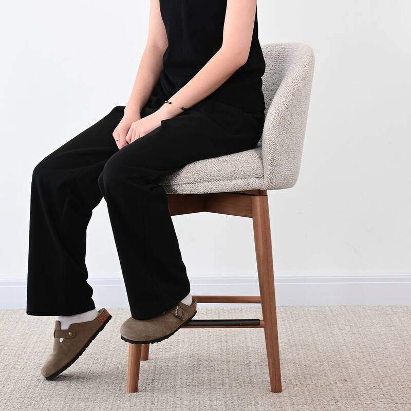 25.5" Swivel Upholstered Counter Stool Solid Wood Leg(Set of 2)