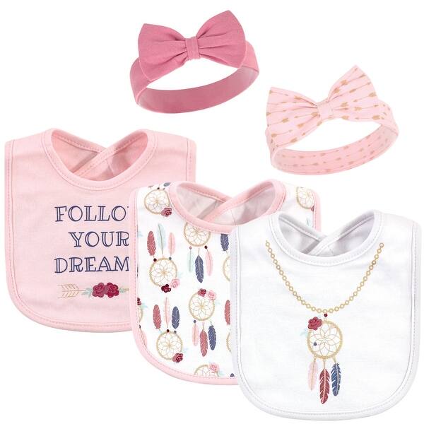 slide 1 of 1, Little Treasure Baby Girl Cotton Bib and Headband Set 5pk, Dream Catcher, One Size - Dream Catcher - One Size One Size - Dream Catcher