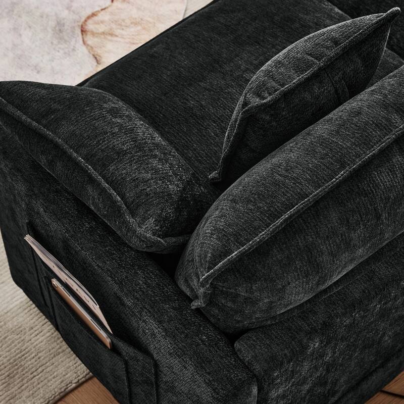 L-Shaped Modular Sectional Sofa with Movable Storage Ottoman, Comfy Cashmere Deep Seat Cloud Couch, Lounge Sofa with Pillows