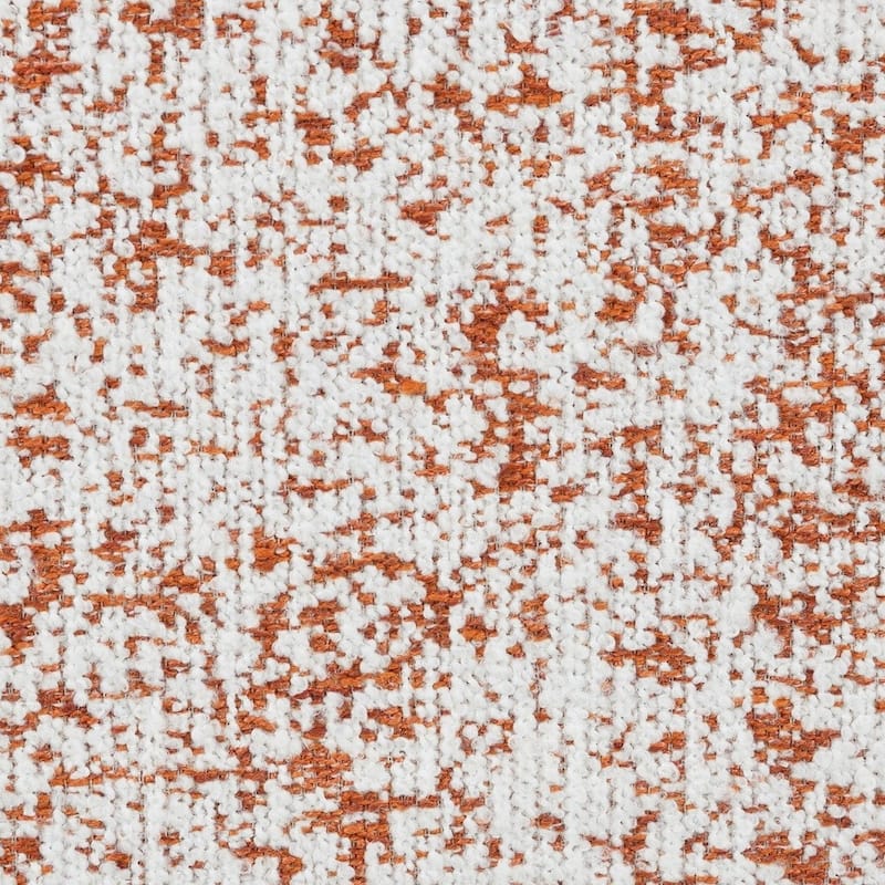 Sarah Ottoman, Round 39 Inch, Modern Style White Red Patterned Boucle