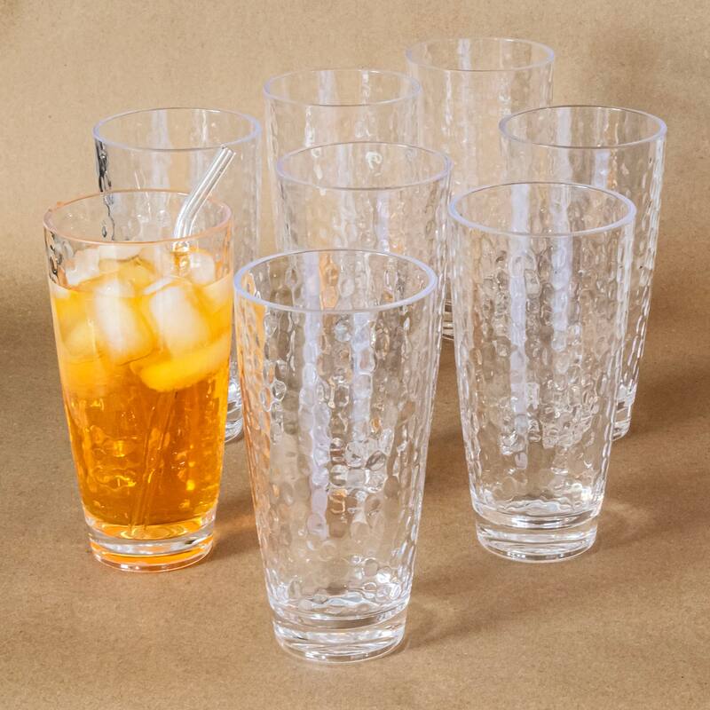 Abode Homewares Hammered Jumbo, Clear, 23.8 oz. Set of 6