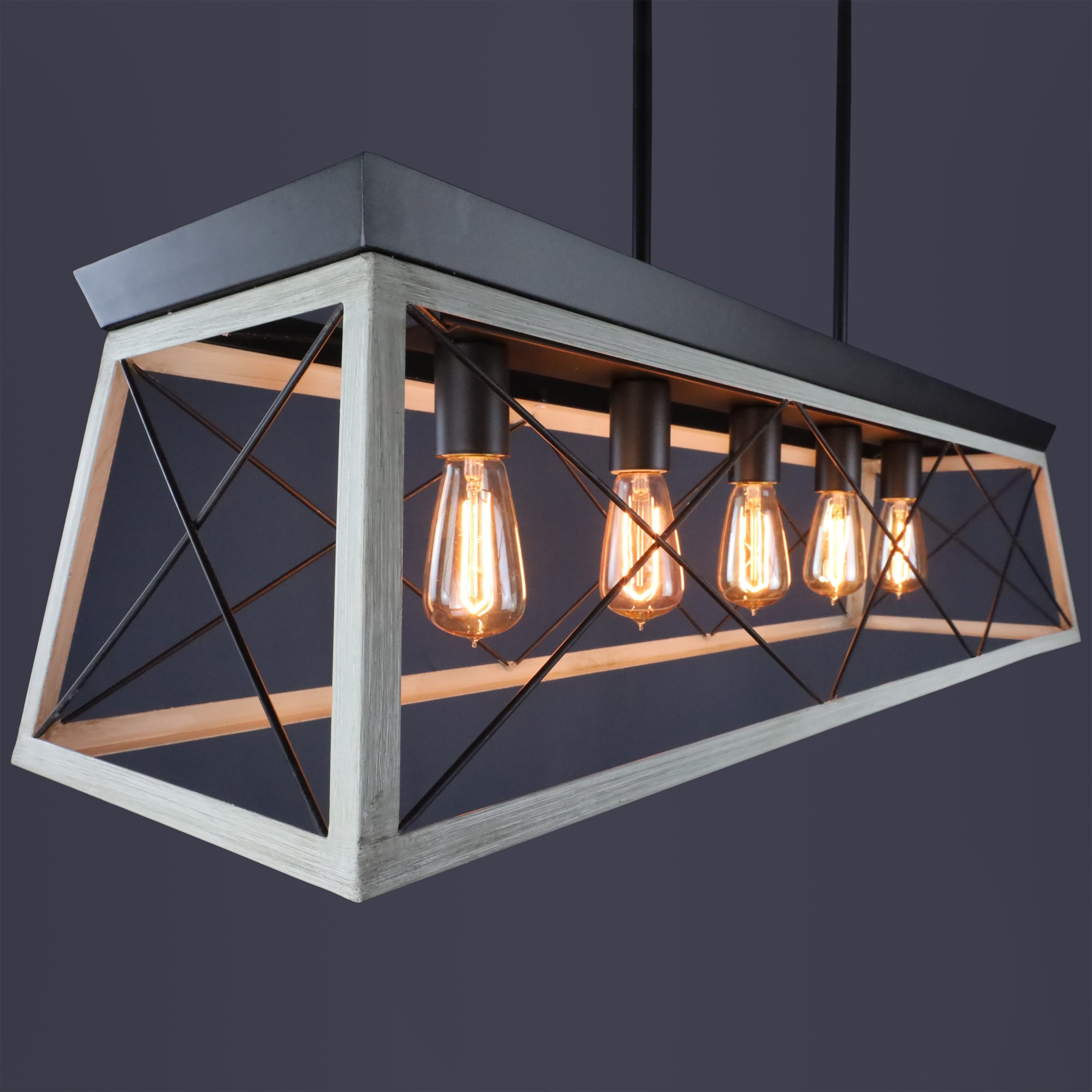 Luxury Industrial Chic Island/Linear Chandelier UHP2126 from The Berkeley Collection by Urban Ambiance Large Size: 9H x 38W Olde Bronze Finish with Modern Farmhouse Style Elements
