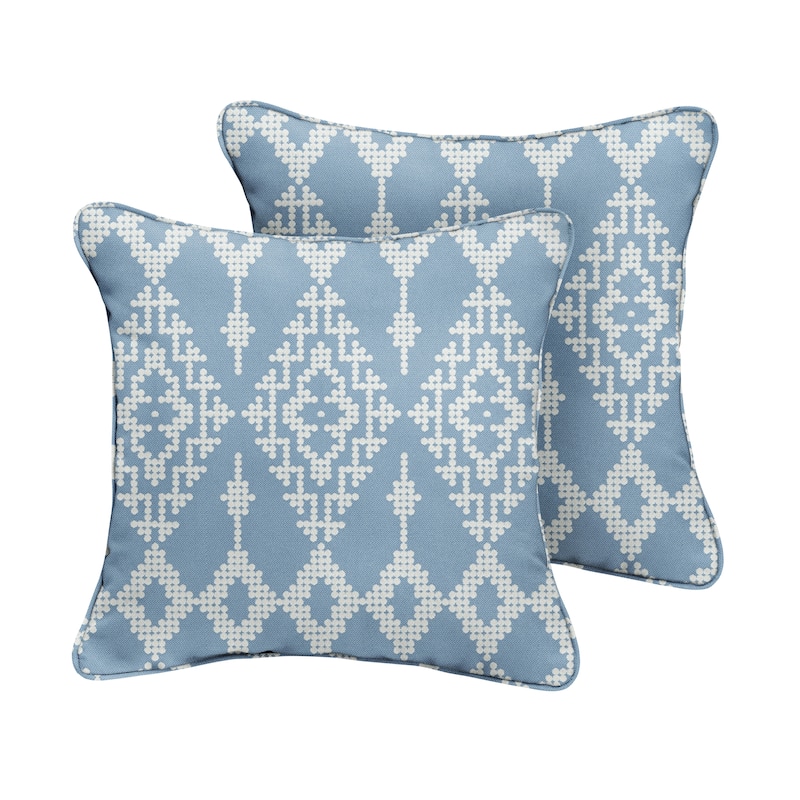 Sorra Home Outdura Folklore Indoor/Outdoor Corded Square Pillows (Set of 2)
