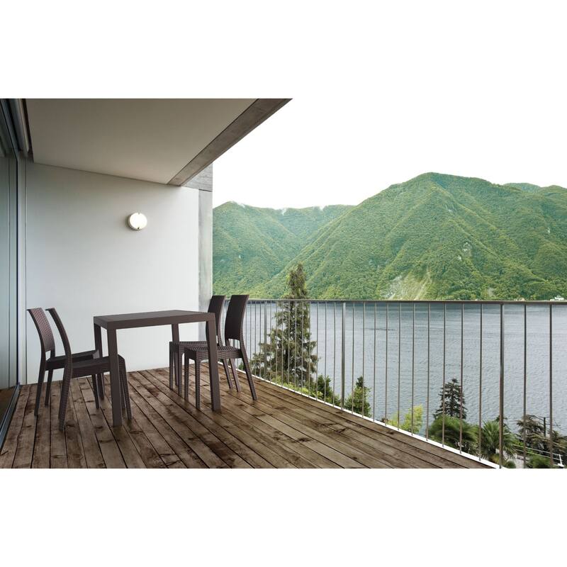 5-Piece Coffee Brown Wickerlook Square Patio Dining Set 34"