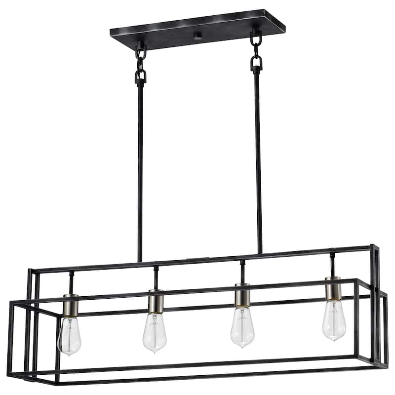 Nuvo Lighting Lake 4-light Island Pendant - Length 36.00", Width 10.00", Height 11.25" - Black