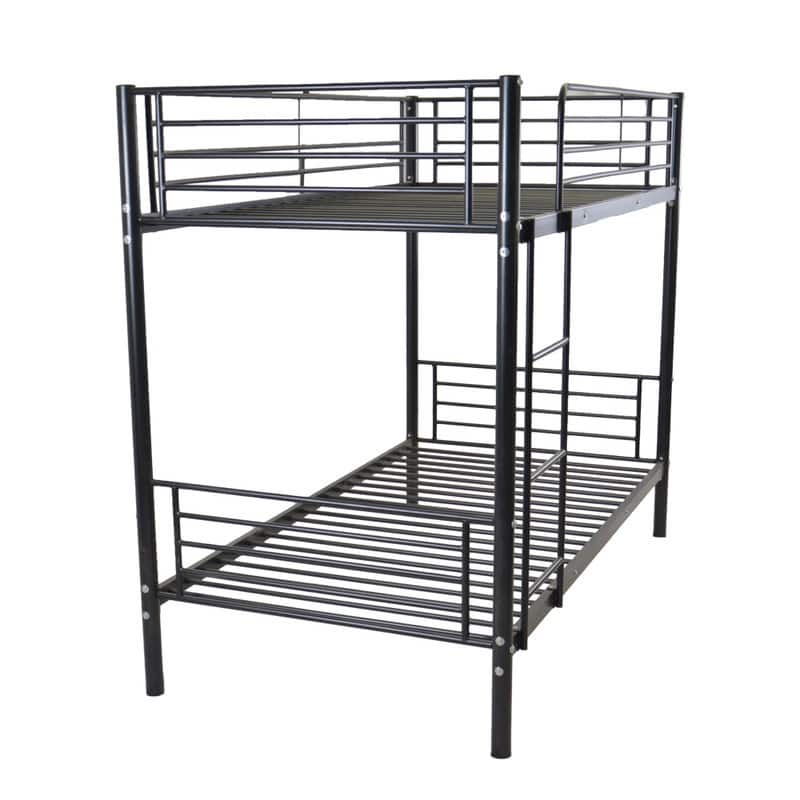 Iron Bed Bunk Bed with Ladder for Kids Twin Size White
