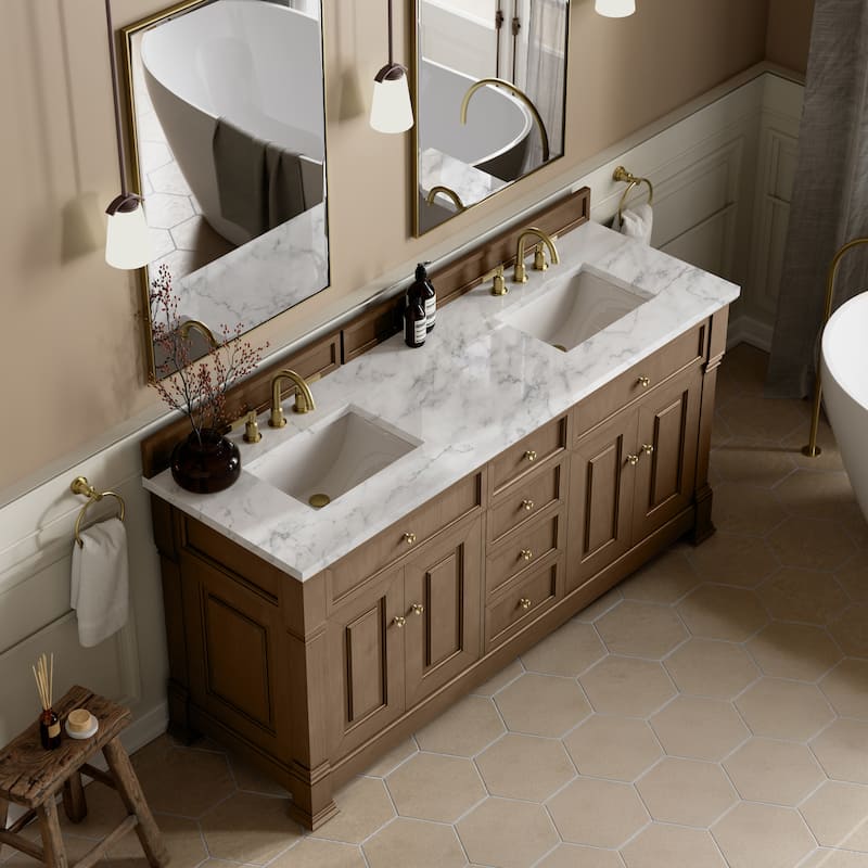 Brookfield 72" Double Vanity, Pecan