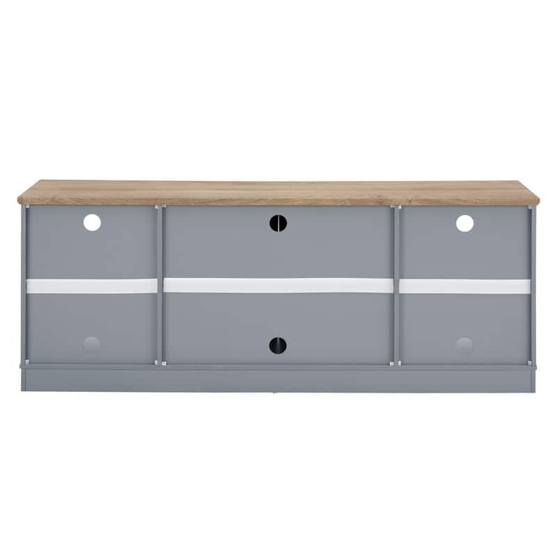 Modern Farmhouse TV Media Stand with Open Shelves and Glass Door Cabinets for TV Up to 80''