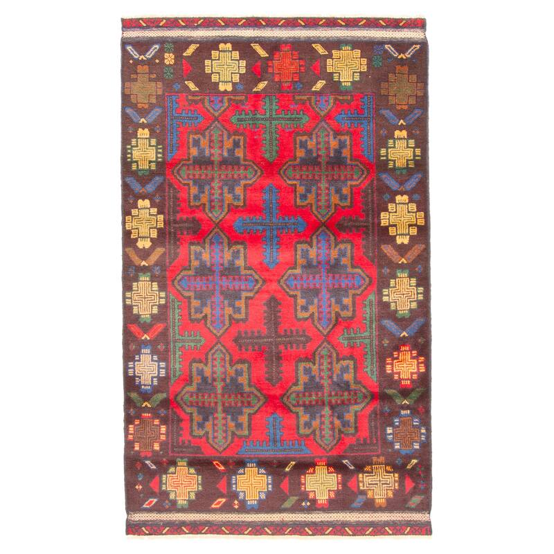 ECARPETGALLERY Hand-knotted Teimani Red Wool Rug - 3'7 x 6'0
