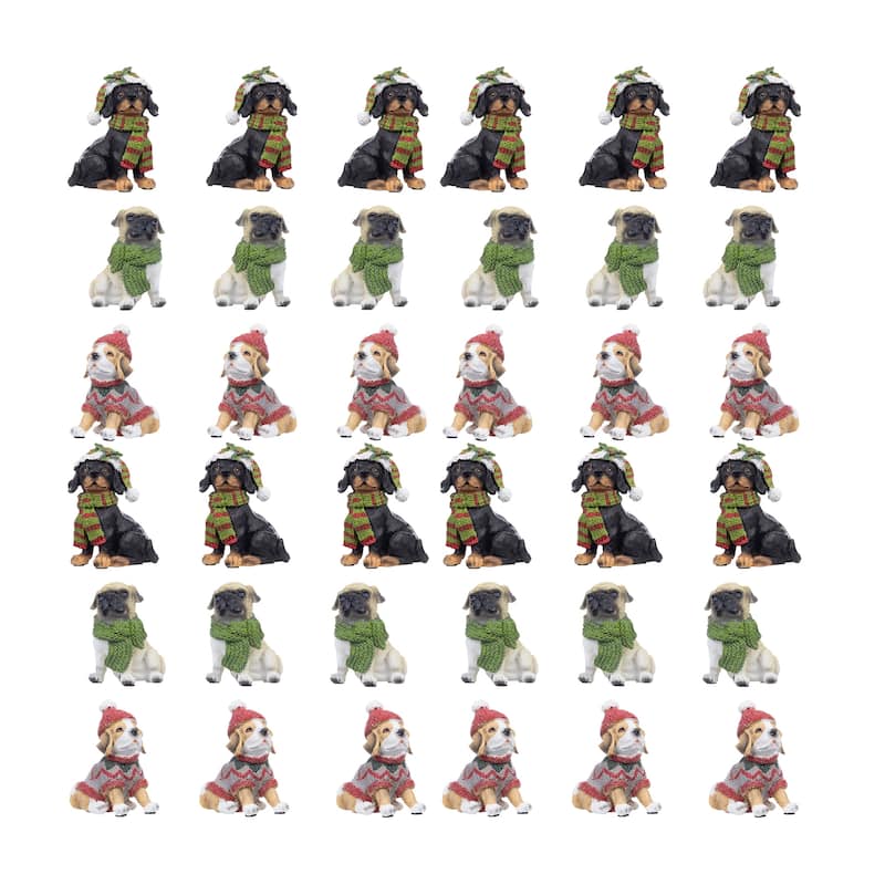 Winter Dog Figurine (Set of 12)