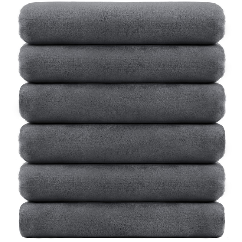 6 Piece Towel Set Bath Towel 27" x 55" - 27"x55" - Grey