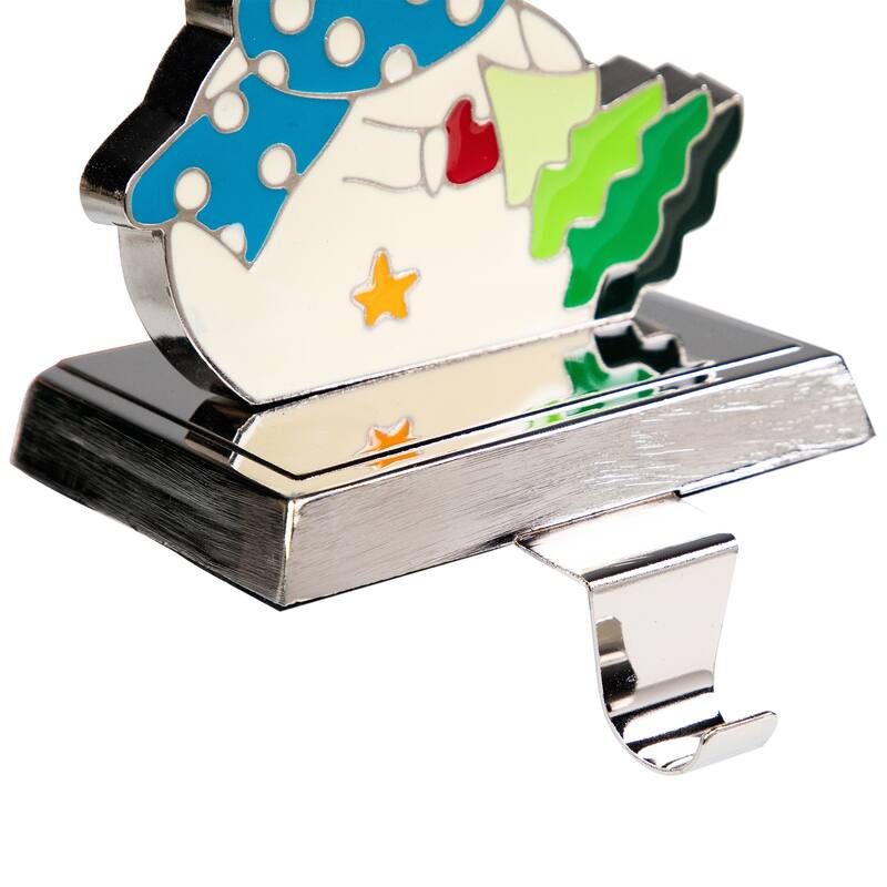 Set of 4 Christmas Figures Stocking Holders with Silver Base