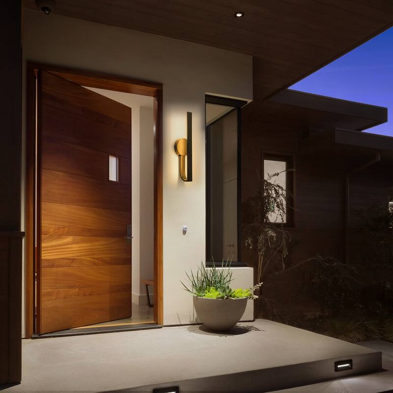 18.3" Modern Black Outdoor Wall Light - 8W 3000K Warm Light, IP54 Waterproof Linear Fixture for Patio & Porch