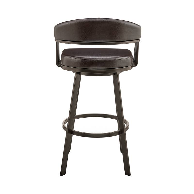 Bronson Faux Leather Upholstered Metal Swivel Bar or Counter Stool
