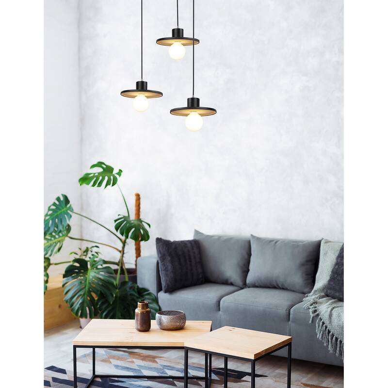 Justice Design Group Ceramic Saucer Pendant - Carbon Matte Black