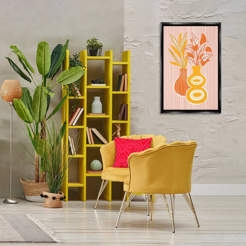 Stupell Orange & Yellow Vases Framed Floater Canvas Wall Art Design By Martina Pavlova
