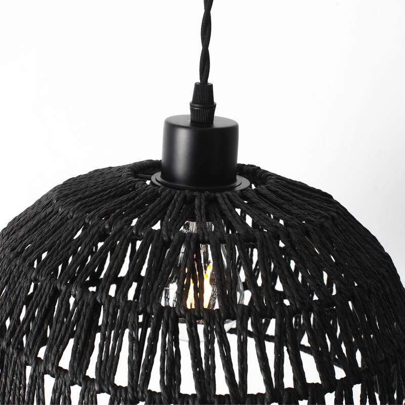 Plug in Handwoven Hemp Rope Lampshade Pendant Light with On/Off Switch