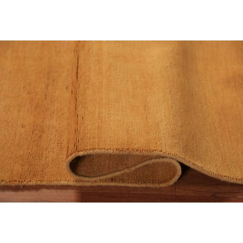 Yellow & Rust Gabbeh Oriental Rug Hand-Knotted Wool Carpet - 2'11" x 5'1"