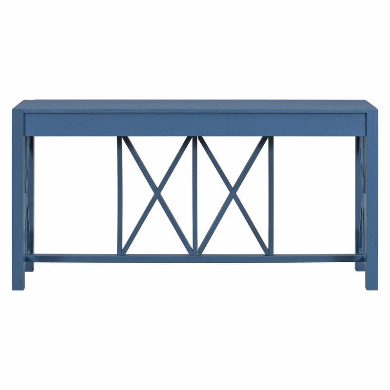 60" Acacia Veneer Console Table with 4 Spacious Drawers