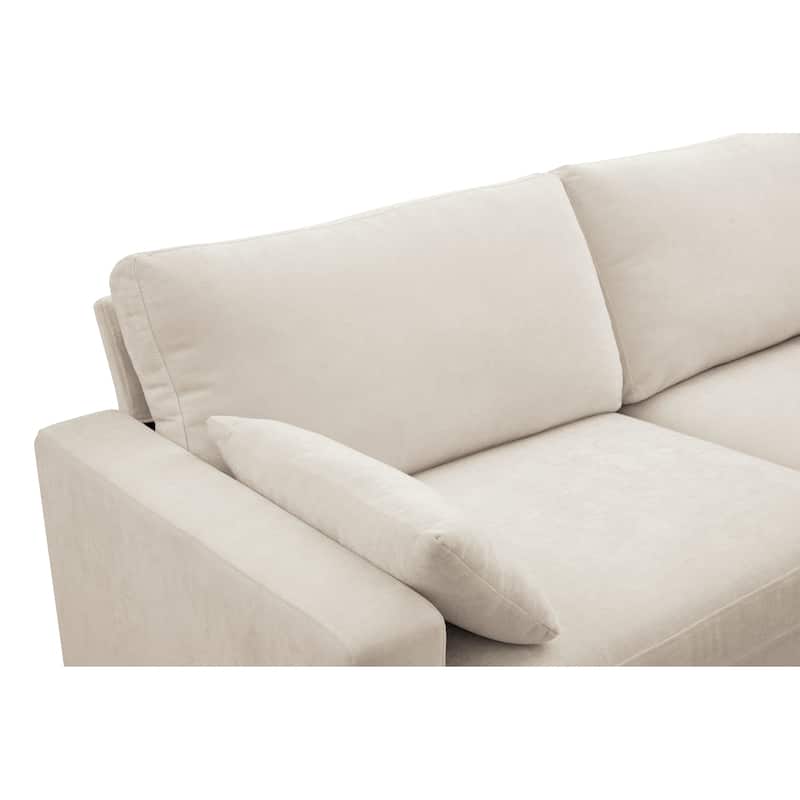 Modern Loveseat Sofa for Living Room, Removable Cover, Spring Cushions, Solid Wood Frame, Wide Armrest for Small Space