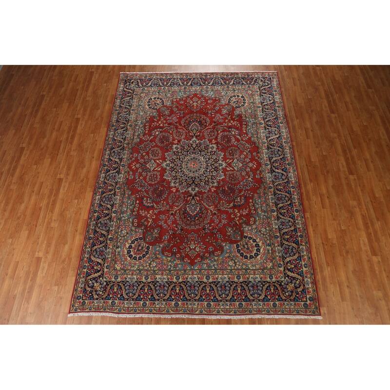 Hand Knotted Oriental 100% Wool Carpet Traditional Floral Oranges & Rust Kerman Area Rug - 11' 4'' X 8' 0''