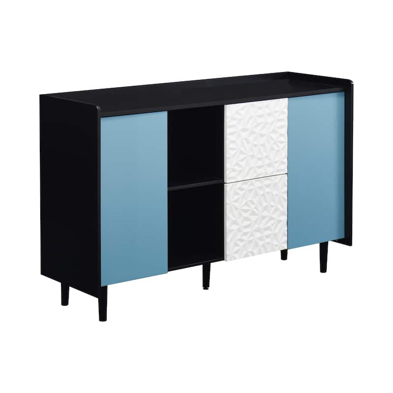 Sideboard Cabinet with Doors & 2 Drawers, Freestanding Coffee Bar Cabinet, Accent Cabinet with 2 Open Storage Compartment