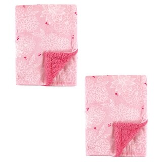 Hudson Baby Infant Girl Plush Mink and Faux Shearling Blanket, Floral 2-Piece, One Size - Floral 2-Piece - One Size