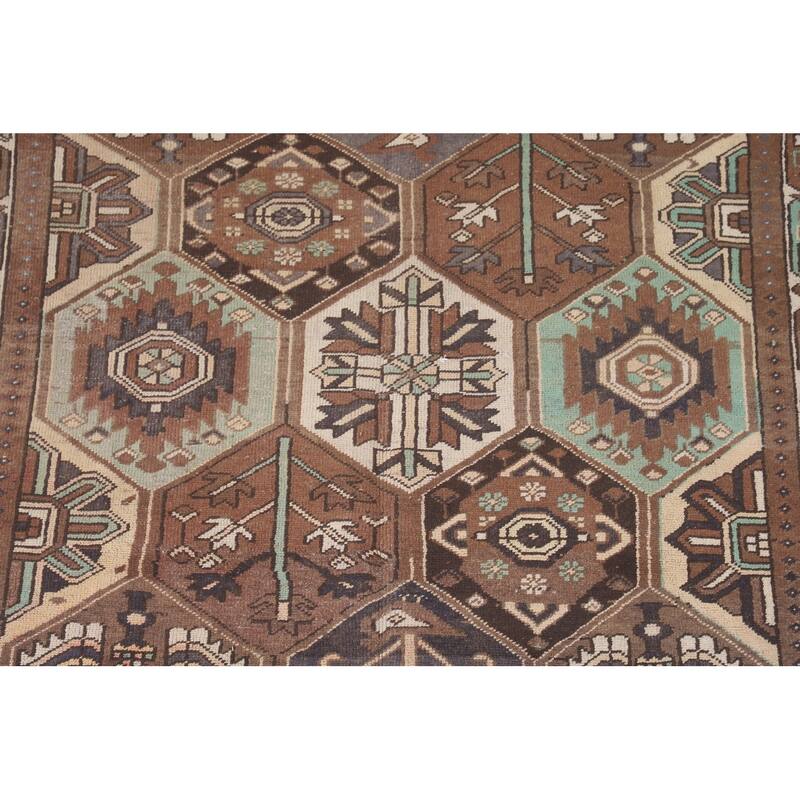 Geometric Bakhtiari Persian Vintage Area Rug Hand-Knotted Wool Carpet - 6'10"x 10'3"