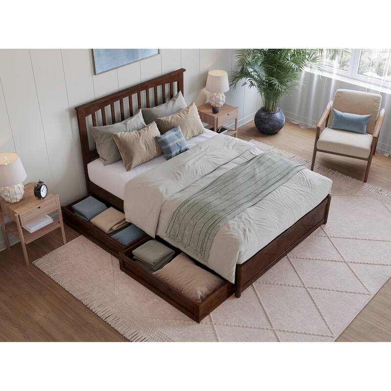 Everett Platform Bed with Panel Footboard and Storage Drawers