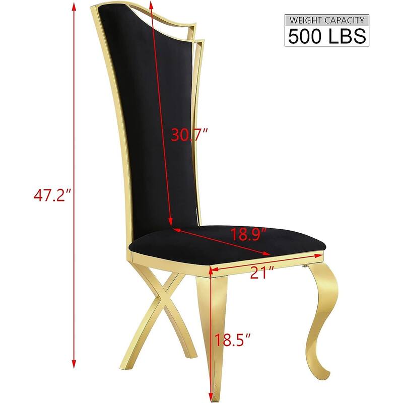 Luxury Upholstered Dining Chairs with Stylish Streamlined High Back with Cabriole X-Shaped Legs