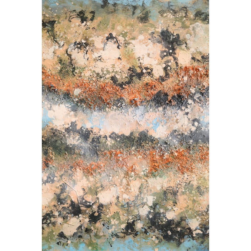 Elementum Hand Painted Abstract Horizontal Canvas Wall Art 47x31 Inch