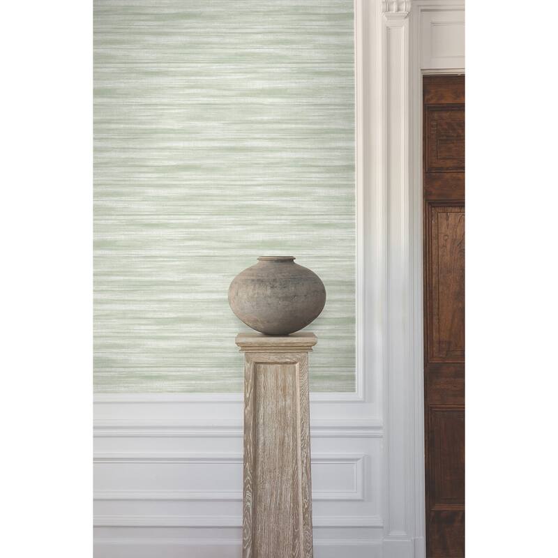 Ronald Redding Brushed Linen Green Wallpaper