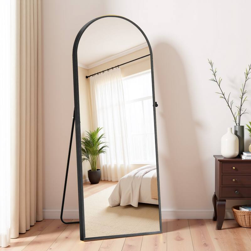 Full Length Mirror with Stand, Floor Mirror with Aluminum Alloy Frame for Bedroom, Standing Full Body Mirror for Wall, Cloakroom