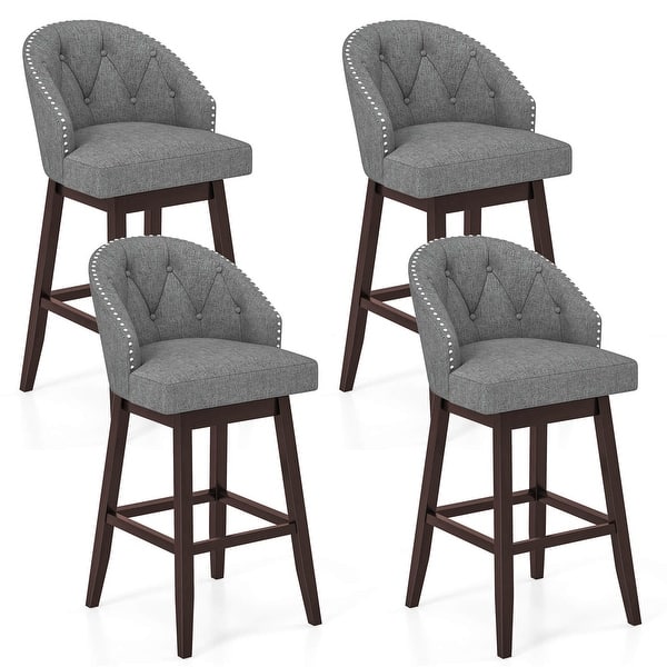 slide 2 of 9, Costway Set of 4 Swivel Bar Stools Tufted Bar Height Pub Chairs with - See Details Bar Height - Set of 4 - Grey