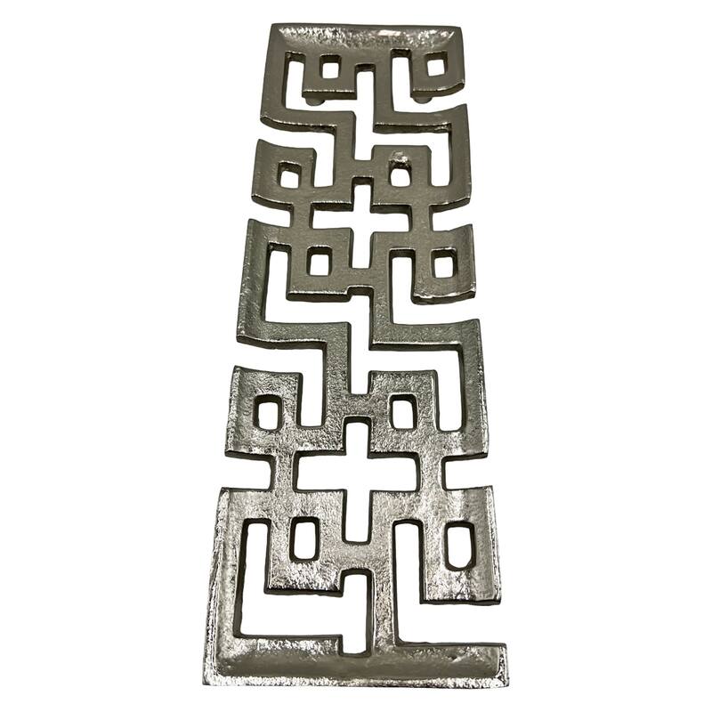 Decorative Handmade Aluminum Modern Tray - 15.5 x 5 x 1 in - Nickel