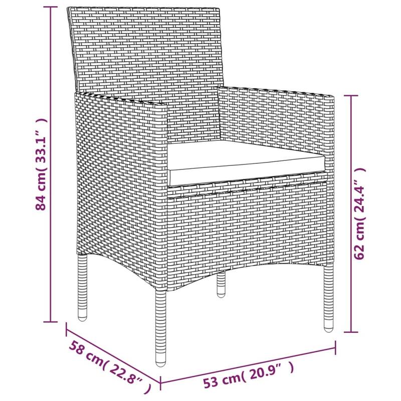 vidaXL Patio Dining Set Outdoor Dining Set Table and Chair Set for Garden - 63" x 31.5" x 29.1"