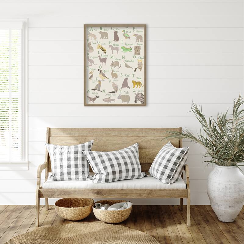 Amanti Art Framed Fabric Pinboard Animal Alphabet II by Regina Moore Printed Bulletin Board - Board Size 24 x 32