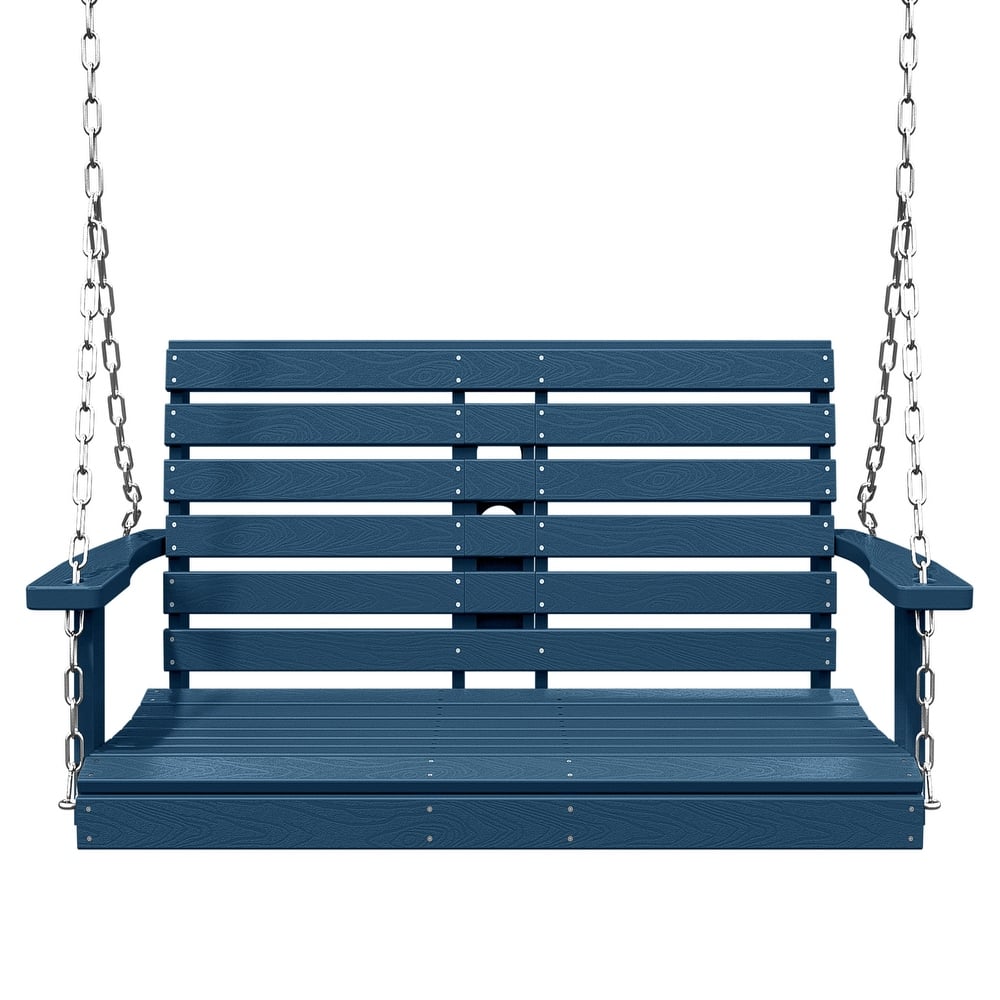 HDPE Plastic Outdoor Porch Swing 2-Person With Chains