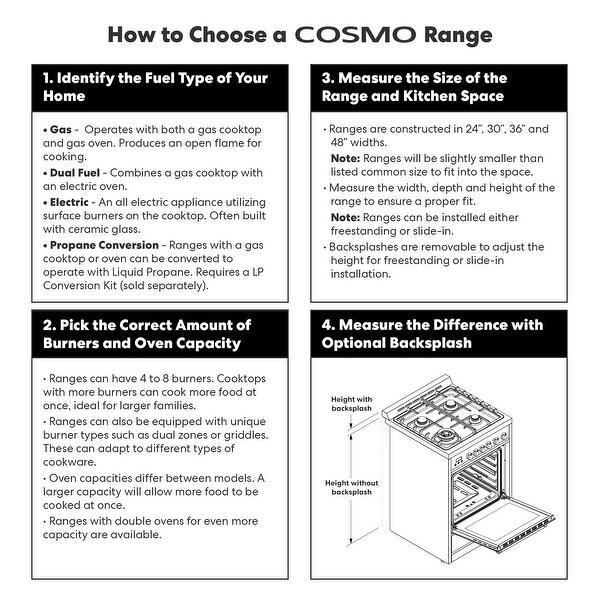 Cosmo 36 in. Freestanding Gas Range with 6 Sealed Burners and 6.0