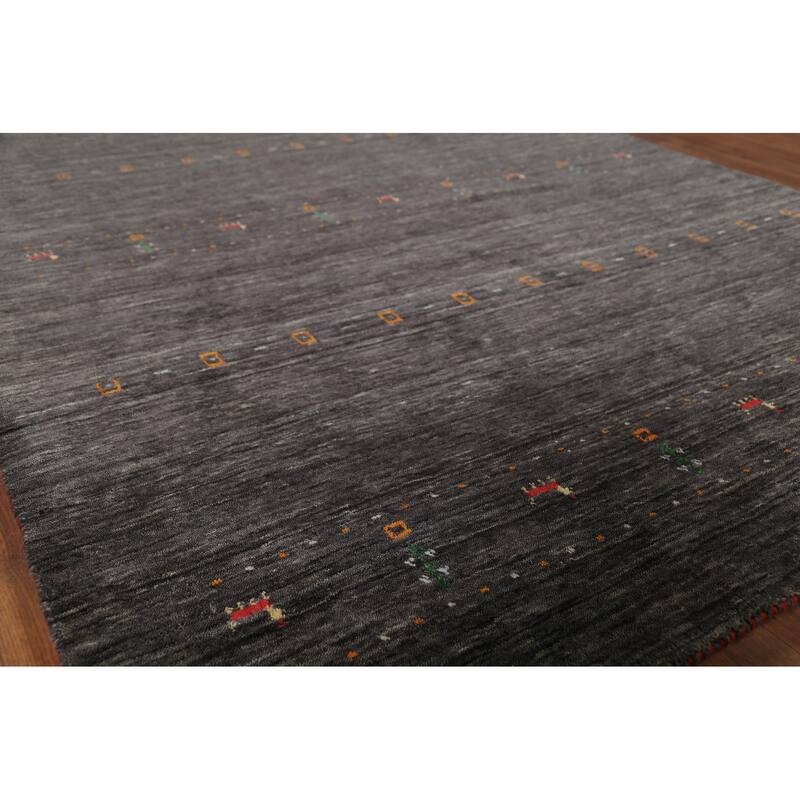 Animals Tribal Gabbeh Indian Area Rug Hand-Knotted Wool Carpet - 5'7"x 7'8"