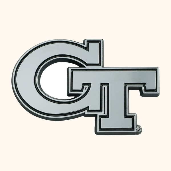 3" Stainless Steel and Black NCAA Georgia Tech Yellow Jackets 3D Emblem - N/A