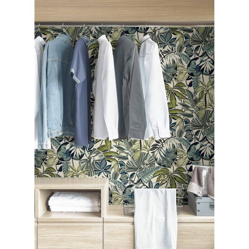 Caroline et Bettina Slate Feuilles Peel & Stick Wallpaper