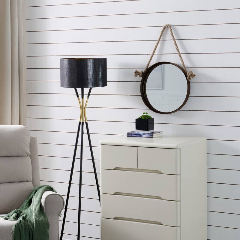 Rustic Style Round Wall Mirror with Rope - 25.5" - Brown