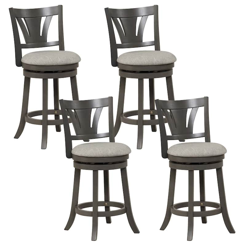 1/2/4 PCS 26.5'' Swivel Bar Stool Counter Height w/ Rubber Wood Legs
