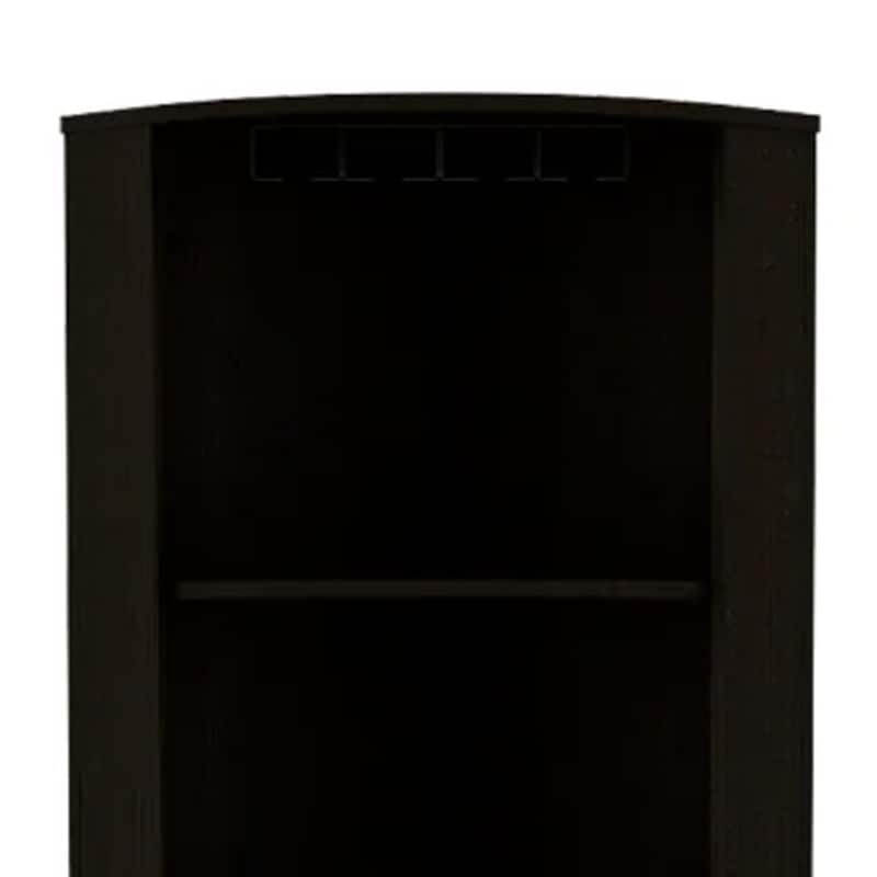 HomeRoots 71" Black Wood Corner Bar Cabinet With Two Doors