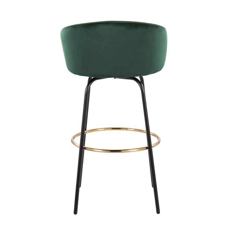 Silver Orchid Battista 30" Fixed-Height Bar Stool with Black Metal Legs & Round Footrest (Set of 2)