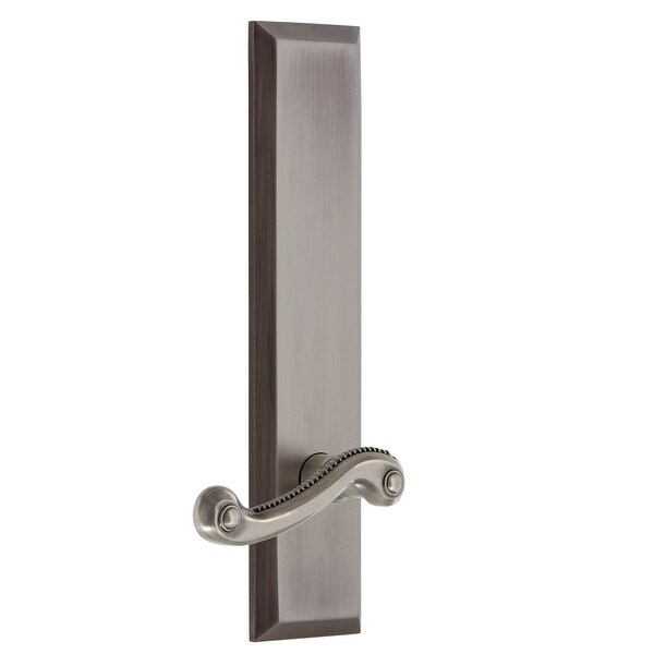 Grandeur FAVNEW_TP_PSG_234_LH Fifth Avenue Solid Brass Tall Plate Left Handed Passage Door Lever Set with Newport Lever and