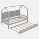 preview thumbnail 37 of 54, Wooden Twin Size House Bed with Trundle,Kids Bed with Shelf
