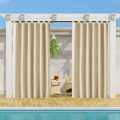 Pro Space Outdoor Insulated Thermal Blackout Curtain Waterproof Windproof Tab Top Window Drapes Beige (1 Panel) - 50x96